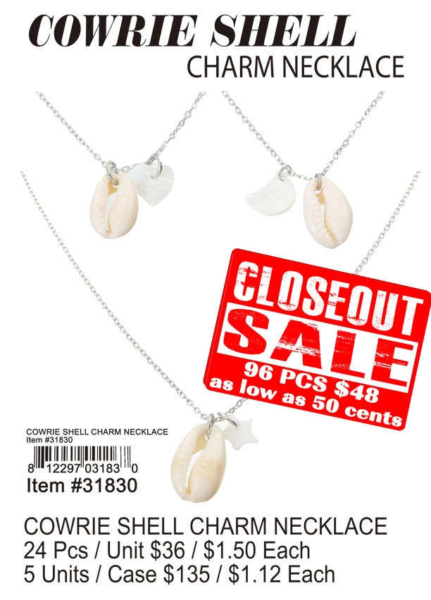 Closeout Cowrie Shell Necklace with Charm (CL)